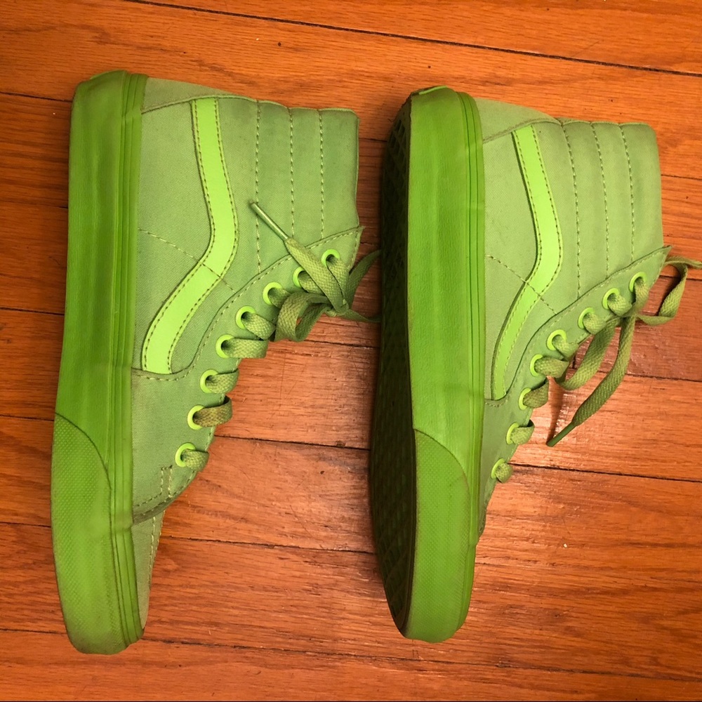 Lime Green Vans High Top - Picture 4 of 5